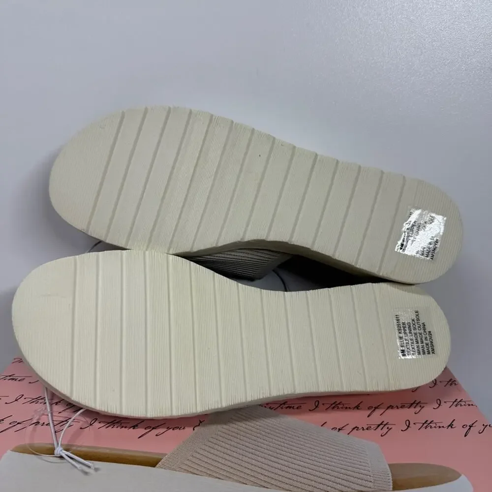 NIB • Kensie Women's Ellie Beige Knit Wedge Sandals Size: 8